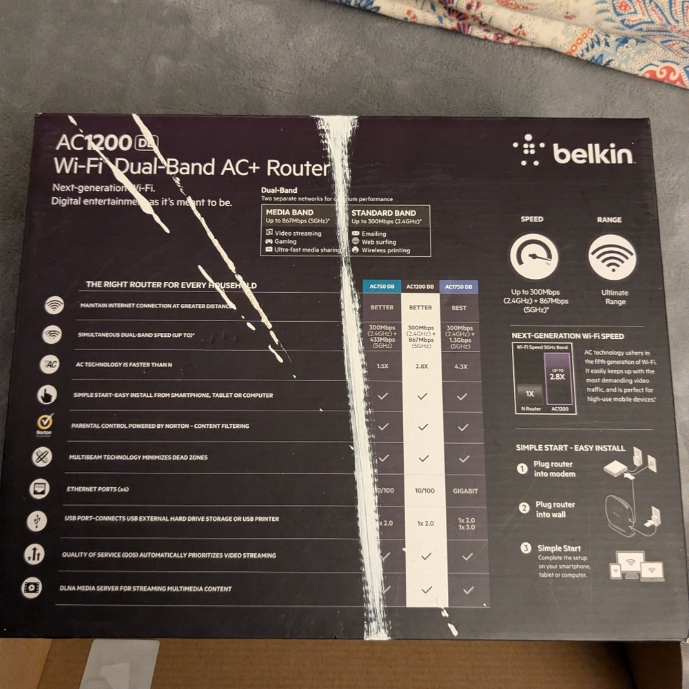 Belkin AC1200 Dual-Band Router - Black and Purple - Picture 3 of 3